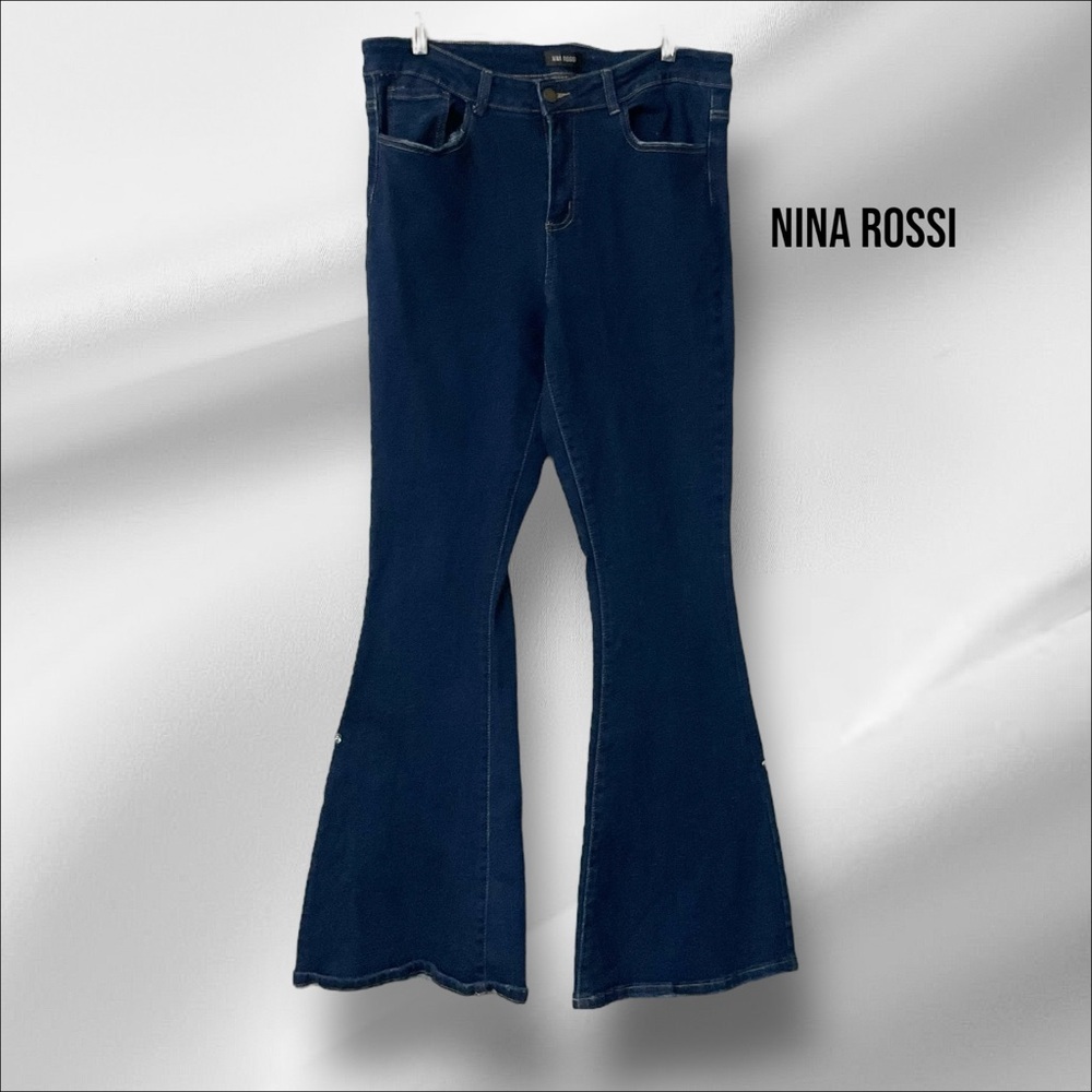 Nina‎ Rossi Blue Jean SZ 16 Denim Wide Flare Leg Women Hippie Streetwear Western